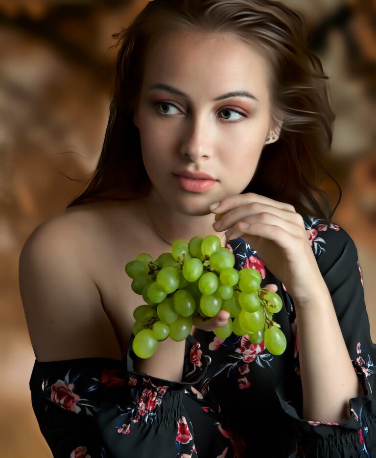 Girl with grapes